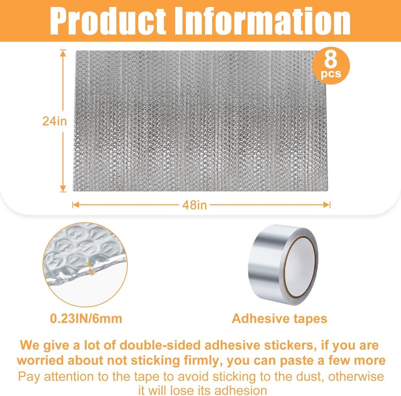 Hoqqf Garage Door Insulation Kit (8 Pcs) 48 x 24 Inch Reflective Aluminum Radiant Barrier Bubble Insulation - Image 3